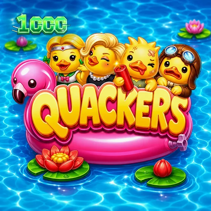 Interface colorida e animada do jogo de slot Quackers com patos modificadores