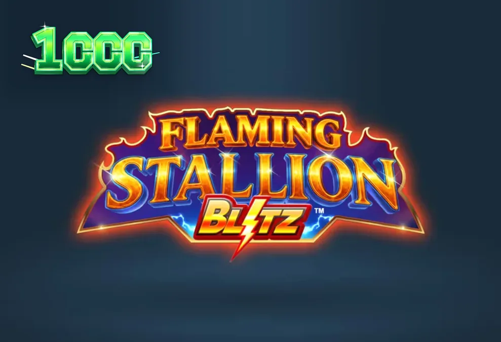 Cenário de deserto com o cavalo flamejante de Flaming Stallion Blitz